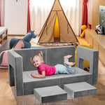 Jadoxy Kids Play Couch 12PCS, Modular Kids Play Sofa, Multifunctional Foam Couch for Bedroom Playroom, Imaginative Convertible Floor Cushion for Boys and Girls (Dark Grey)