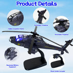 Tcvents Army Police Helicopter Toy for Boys Age 4-7, Diecast Military Toys Helicopter Model with Sounds & Lights, Pull Back Alloy Plane Birthday Gifts for Kids Toddlers 3-9 (Holder Included)