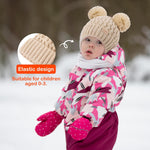 Toddler Winter Beanie Hat, Infant Winter Warm Knit Fleece Lined Cap for Girls Boys with Pom Pom for 0-36 Months 2 Packs