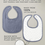 Cutie Birdie Muslin Baby Bibs for Unisex Girls & Boys- 4-Pack 100% Cotton Baby Bibs for Drooling and Teething, 0-36 months, Baby boy gifts, Baby shower gifts