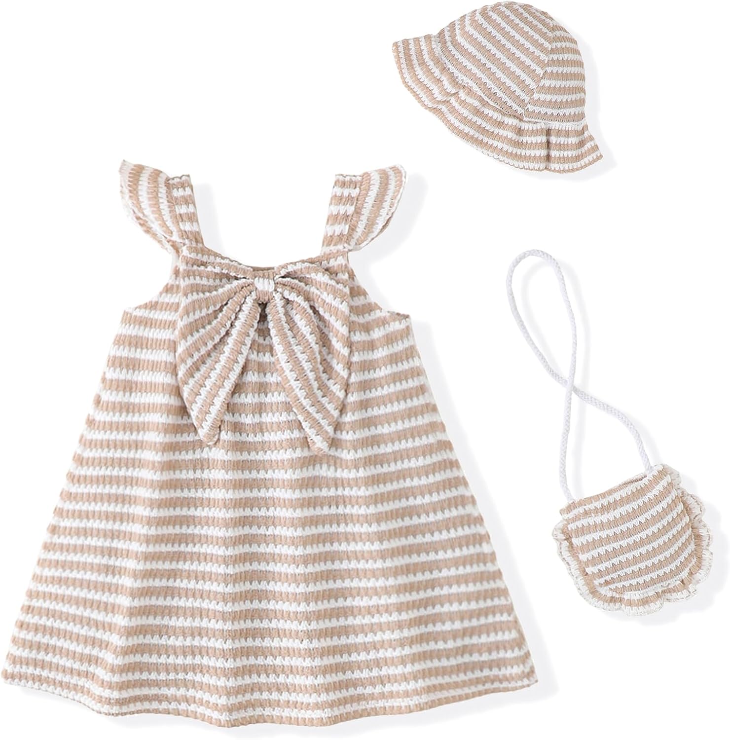 Renotemy Infant Baby Girl Dresses Summer Outfits Casual Cotton Linen Sundress with Hat Toddler Clothes for Girls 3Months-3T