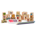 Melissa & Doug Stamp-a-Scene Stamp Pad: Fairy Garden - 20 Wooden Stamps, 5 Colored Pencils, and 2-Color Stamp Pad