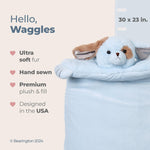 Bearington Baby Waggles Tummy Time Mat, 30 x 23 In Blue Puppy Dog Plush Stuffed Animal Baby Play Mat, Blankets for Boys