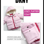 DKNY Infant Toddler Baby Girls' Winter Jacket - Fleece Lined Quilted Bubble Puffer Parka Coat for Girls (Sizes:12M-4T), Size 24 Months, Rose Pink