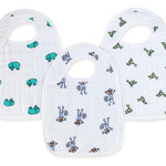 aden + anais Snap Bib; 100% Cotton Muslin; Soft Absorbent 3 Layers; Adjustable; 9'' X 13''; 3 Pack; Jungle Jam; Elephants and Monkeys