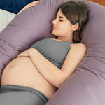 QUEEN ROSE Pregnancy Pillow, U Shaped Full Body Pillows for Sleeping Support, 65 Inch Maternity Pillow for Pregnant Women, Purple and White
