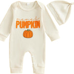 Ledy Champswiin 2Pcs Neutral Outfits Newborn Baby Boy Girl Pumpkin Romper Jumpsuit My 1st Halloween Clothes with Hat
