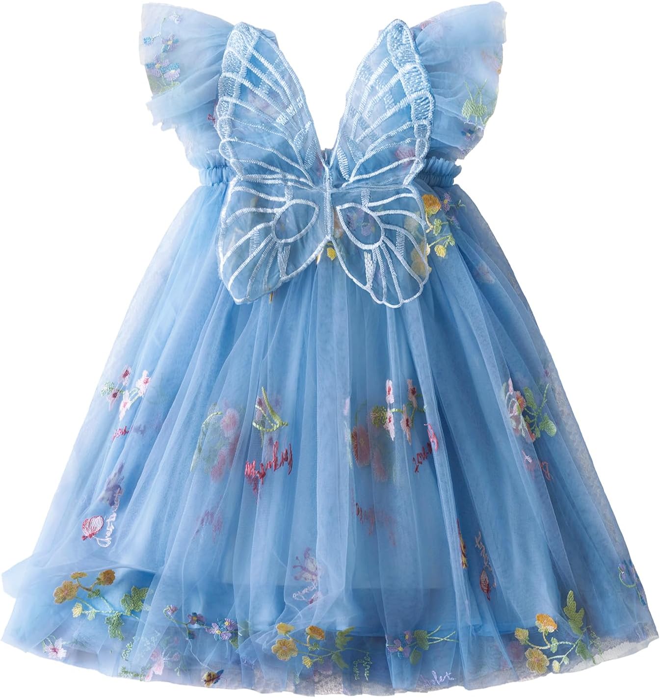 NNJXD Baby Girl Tulle Dress Casual Flower Embroidery Toddler Dresses