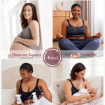 Momcozy Pumping Bra Hands Free | Seamless Nursing Bras for Pumping | Breast Pump Bra with Fixed Padding, Wireless Black