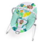 Bright Starts Wild Wonders Vibrating Baby Bouncer, Removable Toy Bar with 2 Toys, Nonslip Feet, 0-6 Months Up to 20 lbs