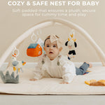 Beautiful Baby Play Gym and Tummy Time Mat - Soft Mat with 5 Farm Toys Creates The Perfect Activity Area for Your Girl/Boy - Stylish Infant Floor Playmat Fits Nicely with Any Playroom Decor