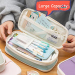 JECCYE Big Capacity Pencil Case, Large Pencil Pouch Pen Box Bag - Back to School Supplies for Teen Girls Boys, Aesthetic Cute Pencil Cases Holder Organizer for Student Kids (Blue)