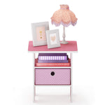 Furinno ANDREY Side Table, End Table, Night Stand with Open Shelves and Storage Bin, Bedside Table, for Living Room, Bedroom, Pink