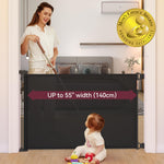 Momcozy Retractable Mesh Baby Gate or Dog Gate, Child Safety Gate for Indoor or Outdoor, 33-inches Tall with up to 55-inches Wide Extension, Black