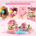 Magnetic Doll House Playset for 2-4 Girls Gifts, Princess Dollhouse with Music, Light, 4 Toy Figures, Girl Toys for 3-5 Years Old, Christmas Birthday Gifts for Kids Age 3 4 5 6 Years Old Girls