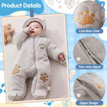 Fairy Baby Newborn Baby Snowsuit Bear Onesie Footie Romper Winter Thick Fleece Jumpsuit Infant Coat for Girls Boys 0-12M