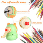 Manual Pencil Sharpener for Kids. 5-Point Selector. Small Handheld Pencil Sharpener. Quiet for Home Desks and School Classroom. Cute (Pink)