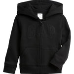 GAP Playtime-Favorites Logo Full Zip Hoodie Hooded Sweatshirt True Black 12-18M