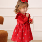 Kucnuzki Baby Girl Clothes 6 9 12 Months Girl Winter Clothes Cute Birthday Tutu Dress Long Sleeve Knee Length Dark Red Fairy Holiday Party Dress Baby Outfit