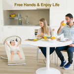 3-in-1 Portable Baby Bouncer & Rocker Chair for Newborn to Toddler - 4 Adjustable Recline Positions, Breathable Cotton Fabric, Natural Vibration, Supports Up to 33 lbs (Oatmeal Khaki)