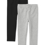 The Children's Place Baby Girls And Toddler Girls Leggings,Black/Smoke Gray 2 Pack,4T