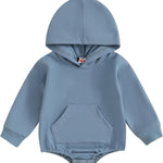 Thorn Tree Newborn Baby Boys Hooded Sweatshirt Long Sleeve Solid Romper Infant Baby Fall Winter Spring Outfits