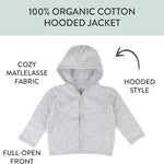 HonestBaby Matelasse Snap-Front Hoodie 100% Organic Cotton Infant Baby Boys, Girls
