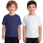 PUMYOON 2 Pack Toddler Boys Girls Short Sleeve Rash Guard UPF 50+ Sun Shirts Kids UV Protection Swim Shirt Relaxed Fit 2T-6T White/Navy