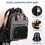 LOVEVOOK Diaper Bag Backpack, Baby Bag with Changing Pad, Large Diaper Backpack Boy Girl, Waterproof Baby Registry Bag for Mom Dad with Stroller Buckles, Black-grey-brown
