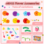FUNZBO Girl Flower Garden Building Toys Set - Birthday Gifts for Age 2 3 4 5 6 Years Old Girls, STEM Montessori Educational Toy for Toddler Kids, Sorting & Stacking Spring Gardening Set