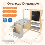 Costzon Easel for Kids, Wooden Art Center with Double-Sided Blackboard & Whiteboard, Paper Roll for Drawing, Crafts, Writing, Toddler Activity Table with Storage, Kids Table and Chair Set (Grey)