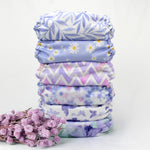 Mama Koala 3.0 Cloth Diapers for Babies with AWJ Lining, 6 Pack with 6 Natural Cloth Diaper Inserts - Reusable and Washable Pocket Diapers (Light Lavender)