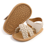 SOFMUO Baby Girls Knitted Sandals Premium Soft Anti-Slip Rubber Sole Infant Summer Walking Shoes Toddler First Walkers (A04/Beige,12-18 Months)