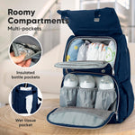 KeaBabies Baby Diaper Bag Backpack with Changing Pad - Waterproof Baby Bag for Mom and Dad, Insulated Bottle Pockets, Durable Toddler, Twin, Boy Girl Diaper Backpack for Travel, Large (Navy Blue)