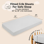 KeaBabies 2-Pack Fitted Crib Sheets for Boys, Girls, Baby - Soft Bamboo Viscose Cotton, 52x28 Standard Crib Mattress Sheets, Toddler Bed Mattress Cover, Gender Neutral, Breathable,Durable (Pearl Gray)