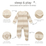 Burt's Bees Baby Boys' Organic Cotton Sleep and Play Footed Pajamas, One-piece Zip Front Romper, Baby Essentials