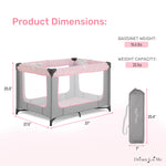 Dream On Me Zodiak Portable Playard in Grey and Pink, Lightweight, Packable and Easy Setup Baby Playard, Breathable Mesh Sides and Soft Fabric - Comes with a Removable Padded Mat
