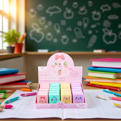 4Pcs Multicolour Cute Dual Purpose Book Pencil Sharpener Eraser, Cute Cartoon Student Eraser Pencil Sharpener, Office and School Supplies