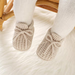 DovFanny Baby Booties Newborn Baby First Shoes Cozy Warm Knit Soft Booties for Toddler Infant Boy Girl (Camel, Infant, 0 Months, Age Range, US Footwear Size System, 3 Months, Medium)