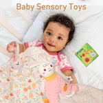 Baby Girl Gifts,Baby Shower Gift Baskets for Girls,Gender Reveal Gifts,Unique Baby Girl Newborn Essentials with Blanket Rattle Toys