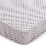 Entisn Pack N Play Sheets Fitted, 26 x 38 Inch Minky Dot Mini Crib Sheet for Boys and Girls, Soft and Warm Fleece Nursery Bedding for Most Mini Crib Mattresses (Light Grey)