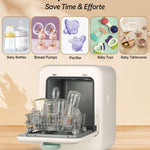 ICUIRE Baby Bottle Washer and Sterilizer and Dryer, 131-167°F High Temperature Sterilize for Baby Stuff, 3.2L Water Tank to Clean Bottles, Pump Part &Pacifiers&Bowl, Newborn Parents One-Hand Operation