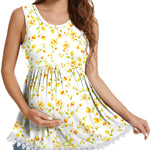 Xpenyo Womens Maternity Tank Top Sleeveless Lace Crochet Trim Peplum Cami Shirts Apricot Floret M