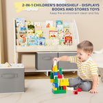KIDINIX Kids Bookshelf and Toy Storage Organizer, 5-Tier Book Shelf for Kids Rooms, Nursery Bookcase, Montessori Bookshelf for Toddlers, White, Baby Organizers & Storage, Nursery Furniture