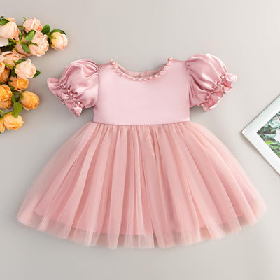 Toddler Baby Flower Girls Dress Wedding Guest Satin Birthday Party Formal Pageant Tulle Dress for Baby Girl