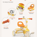 besrey Toddler Tricycle with Bell, Kids Tricycle Age 18 Months to 5 Years, Kids Trikes, Toddler Bikes for 1-3 Year Olds, Toddler Trikes for 2-4 Year Olds, Gift & Toys for Boy & Girl, Yellow