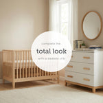 dadada LaLa 3 Drawer Dresser for Nursery - Modern Design, Deep Drawers, Baby-Safe Finish, Anti-Tip Safety, Durable Construction, Maximum Storage Small for Spaces, 39"W x 34"H x 19"D. (White+Natural)