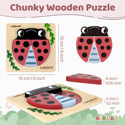 Wooden Toddlers Puzzles Animals Shape Puzzle Educational Toys Gift for Boys Girls Baby Travel Daycare Portable Toy with Drawstring Bag Pack of 4
