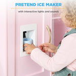 Best Choice Products Pretend Play Corner Kitchen, Ultimate Interactive Wooden Kids Playset w/Lights & Sounds, Ice Maker, Hood - Bevel Pink