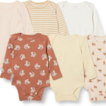 Amazon Essentials Unisex Babies' Long-Sleeve Bodysuits, Pack of 6